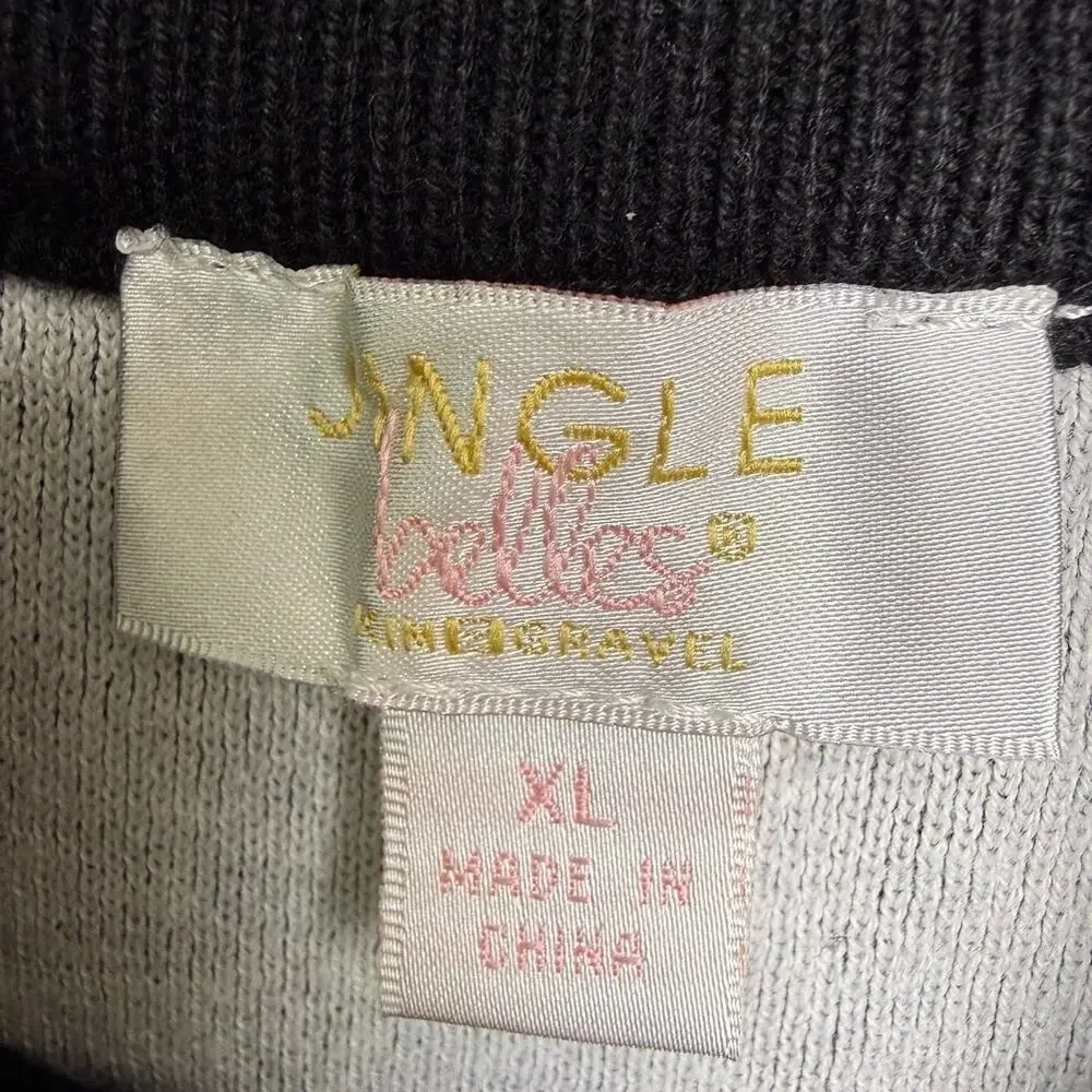 Jingle Belles Kim Gravel Reindeer Mock Neck Sweater Womens XL Black White